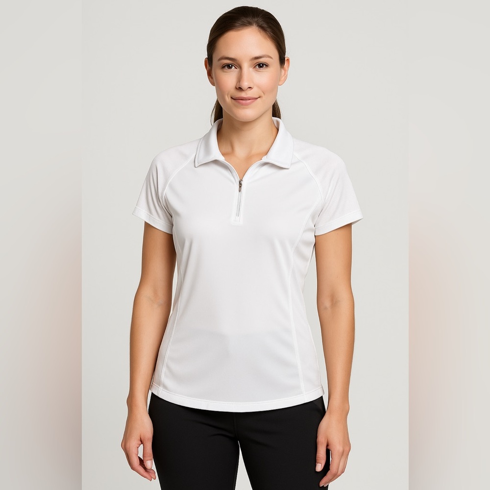 ⛳ Pebble Beach Dry-Luxe Performance Golf Polo – White – Women’s Large